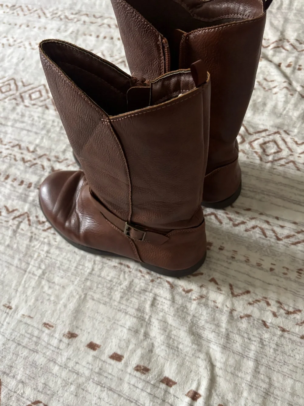Girls’ Brown Leather Mid-Calf Boots
